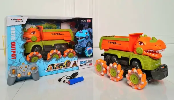 MONSTER TRUCK REMOTE CONTROL YJ-078-4 დინოზავრის მანქანა დისტანციური მართვით და მანათობელი  საბურავებით