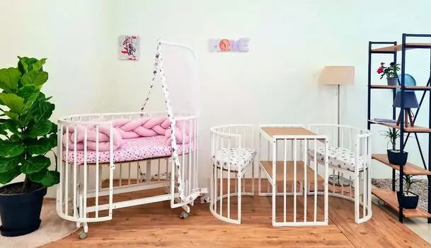 Heyner Play White Sleeping Set Pink ახალშობილის ტრანსფორმერი საწოლი