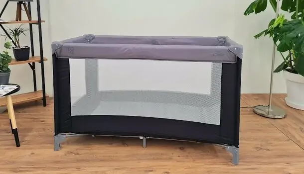 Cangaroo Folding cot Solo Grey საბავშვო ერთ დონიანი საწოლ-მანეჟი