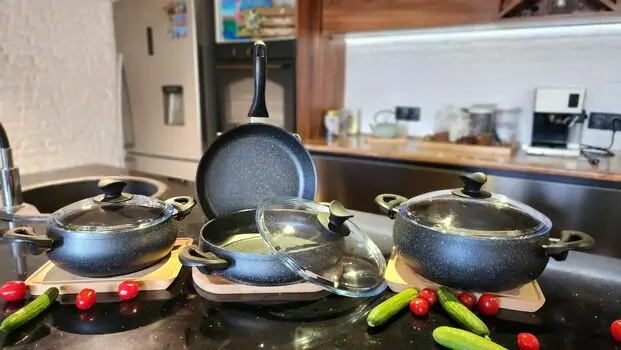 Kitchen Cookware Set Black ქვაბების კომპლექტი, 10 image