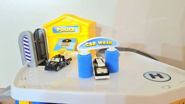Dede 03348 2 LEVEL POLICE STATION GARAGE SET MEGA PIST სათამაშო ტრასა, 8 image