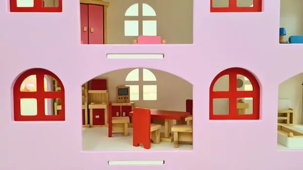 Wooden Doll House For Kids - თოჯინის სახლი ავეჯით, 4 image
