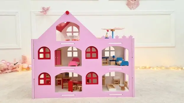 Wooden Doll House For Kids - თოჯინის სახლი ავეჯით, 2 image