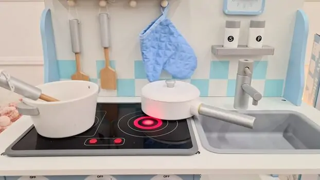 Toy Wooden Kitchen With Accessories Blue - ხის სათამაშო სამზარეულო, 3 image