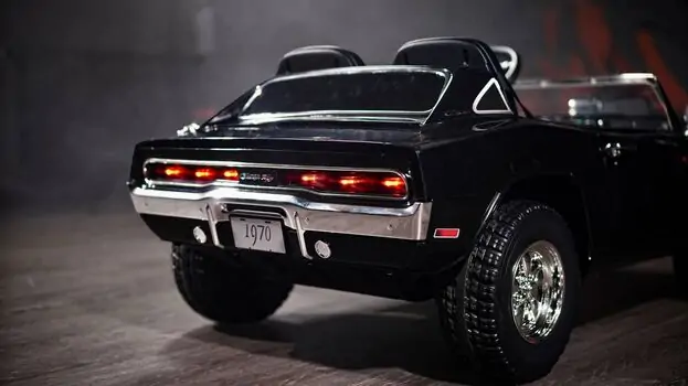 Dodge Charger Car Black WIth Eva Wheels And Leather Seat - ელექტრო მანქანა კაუჩუკის საბურავებით და ტყავის სავარძლით, 8 image