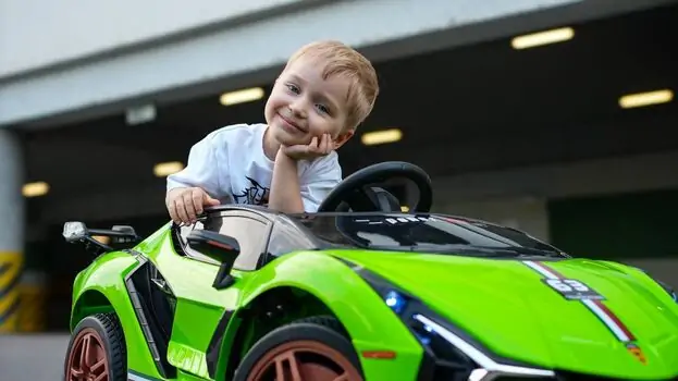 Lamborghini Sport Car Green - ელექტრო მანქანა კაუჩუკის საბურავებით, 5 image