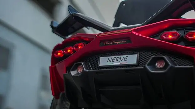 Lamborghini Sport Car Painted Wine Red - ელექტრო მანქანა კაუჩუკის საბურავებით, 4 image