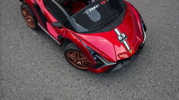 Lamborghini Sport Car Painted Wine Red - ელექტრო მანქანა კაუჩუკის საბურავებით, 9 image