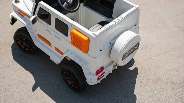 Mercedes Off Road Car White With Eva Wheels - ელექტრო მანქანა კაუჩუკის საბურავებით, 7 image