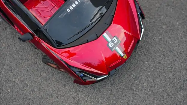 Lamborghini Sport Car Painted Wine Red - ელექტრო მანქანა კაუჩუკის საბურავებით, 13 image