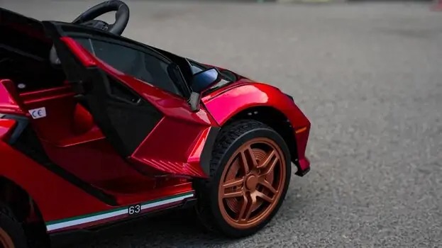 Lamborghini Sport Car Painted Wine Red - ელექტრო მანქანა კაუჩუკის საბურავებით, 11 image