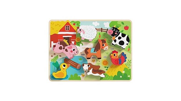 Tooky Toy TH636 Chunky puzzle Farm-ფერმის სქელი ხის ფაზლი, 3 image