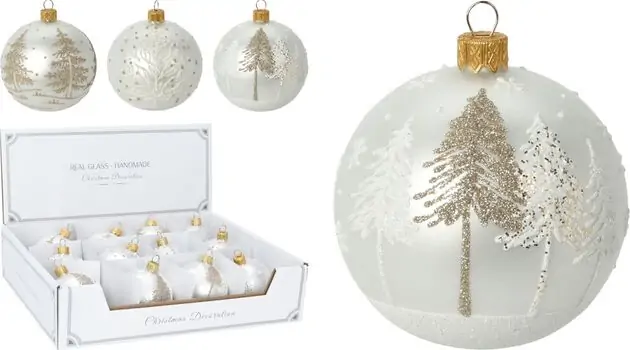White Snowy Christmas Ball Hanging Decoration - ნაძვის ხის სათამაშო, 3 image