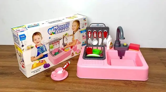 TOY SINK FOR KIDS MODERN LAVABO  საბავშვო სამზარეულოს ფუნქციური ნიჟარა, 2 image