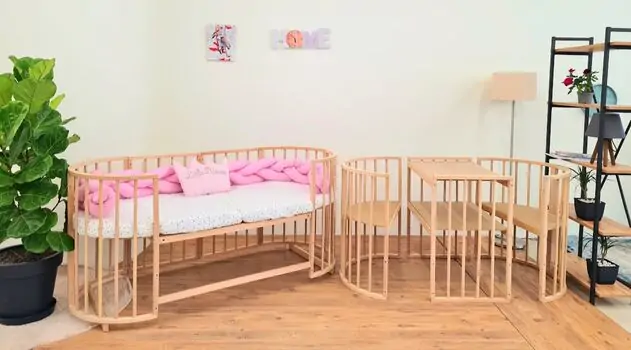 Heyner Play Natural Sleeping Set  Pink  ახალშობილის ტრანსფორმერი საწოლი