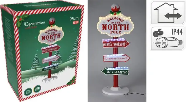 Christmas Guide Board "Welcome To The North Pole"  - საახალწლო დეკორაცია განათებით, 4 image