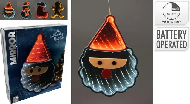 Christmas Decoration Santa Mirror With Infinity Led ნაძვის ხის დეკორაცია