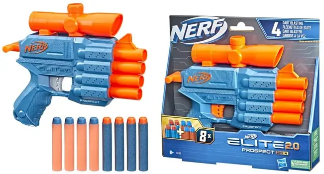 Nerf Elite 2.0 Prospect QS-4 Blaster 8 Official Nerf Elite Darts HAS-F4190 ბლასტერი რბილი ტყვიებით