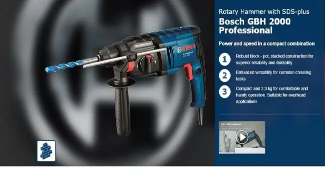 პერფერატორი BOSCH GBH 2000
