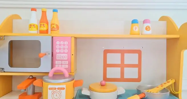 Giraffe Toy Wooden Kitchen With Accessories - ჟირაფის ხის სათამაშო სამზარეულო, 5 image