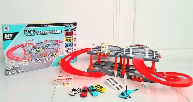 Rail car park Toy For Kids 132 სათამაშო ორსართულიანი პარკინგი