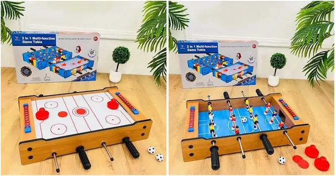 Wooden Tabletop 2 In 1 Football/Ice Hockey  - სამაგიდო ფეხბურთი/ყინულის ჰოკეი, 3 image