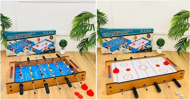 Wooden Tabletop 2 In 1 Football/Hockey  - სამაგიდო ფეხბურთი/ჰოკეი, 3 image