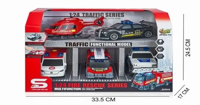 Multifuncion Fire Rescue Series Car With Sound And Light Set - სათამაშო მანქანების ნაკრები, 3 image