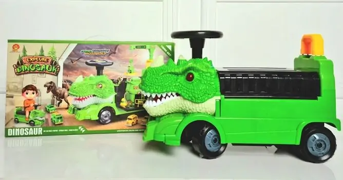 Multifunction Dinosaur Track 2 In 1 ZH918 საბავშვო  მრავალფუნქციური გადასაჯდომი მანქანა, 2 image