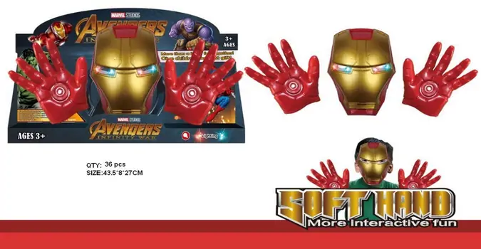 Avengers Iron man MARVEL-ის სუპერ გმირი რკინის კაცის ნიღაბი და ხელთათმანები, 3 image