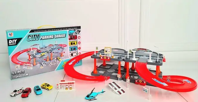 Rail car park Toy For Kids 132 სათამაშო ორსართულიანი პარკინგი, 2 image