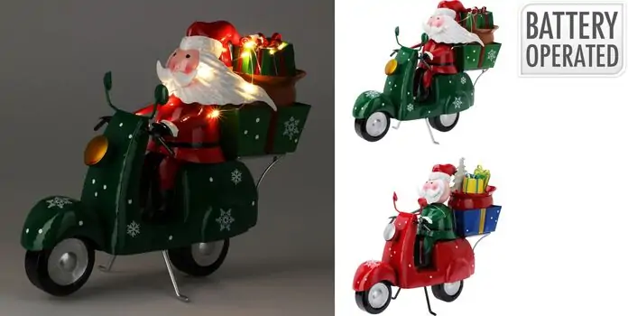 Christmas Decoration Santa Riding Motorcycle საახალწლო აქსესუარი განათებით