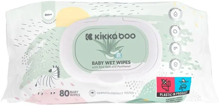 KikkaBoo Baby Wet Wipes Aloe Vera & Panthenol - საბავშვო სველი ხელსახოცი
