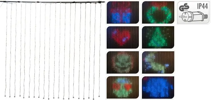 Multifunctional Christmas Curtain Changing Led Lights 400 Led 200 x 200 cm საახალწლო განათებები