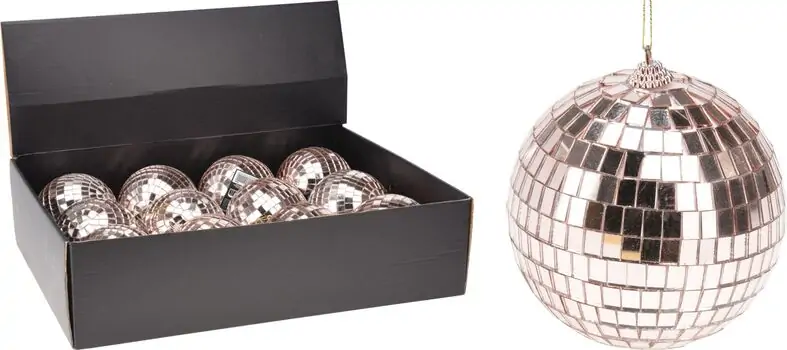 Christmas Balls Set Disco Style Rose Gold 12 cm ნაძვის ხის სათამაშოები
