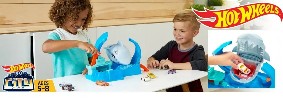 HOT WHEELS SHARK COLOR CHANGER საბავშვო სათამაშო ტრასა-ზვიგენის თავდასხმა, 7 image