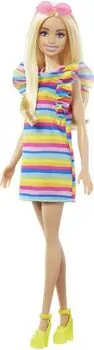 Barbie Doll Fashionista with Blond Hair, Braces, Rainbow Dress  - ბარბის თოჯინა