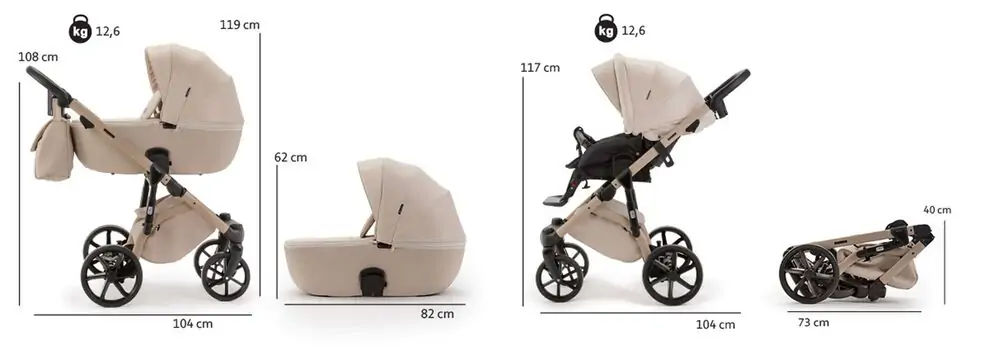 Adamex Nola Natura 3 in 1 Stroller Camel - საბავშვო ეტლის კომპლექტი, 11 image